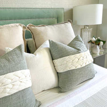 Load image into Gallery viewer, Classic cushion in sage green cushion cover.
