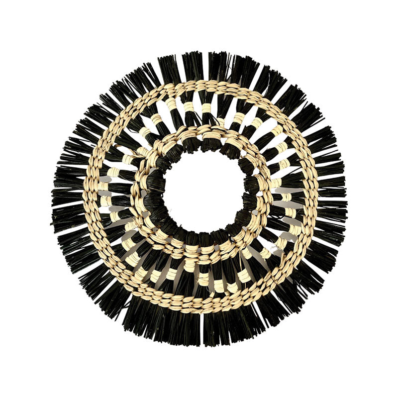 Ethnic and boho style cushions.  seagrass cushion accessory