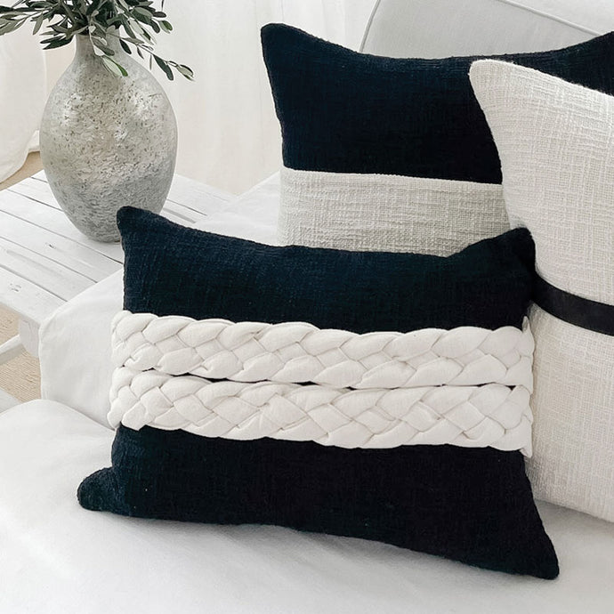 Black and cream modern cushion. Beautiful designs for cushions.  Black Cushion covers 35x50 - Lumbar pillows