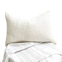 Load image into Gallery viewer, Our cream or off-white lumbar cushions are perfect cream textured cushion to style a bed or sofa. 100% cotton lumbar cushion cream. Cushion covers 35x50 - Lumbar pillows
