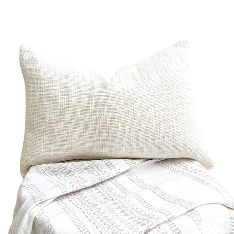 Our cream or off-white lumbar cushions are perfect cream textured cushion to style a bed or sofa. 100% cotton lumbar cushion cream. Cushion covers 35x50 - Lumbar pillows