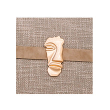 Load image into Gallery viewer, Modern brown cushion with gold mark accent piece. Perfect for a modern home.  Mask Cushion Accessory
