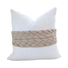 Load image into Gallery viewer, WHITE LUMBAR CUSHION WITH STONE PLAIT
