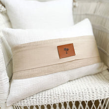 Load image into Gallery viewer, A neutral colour coastal cushion that can be used as bed cushion or a coastal sofa cushion.
