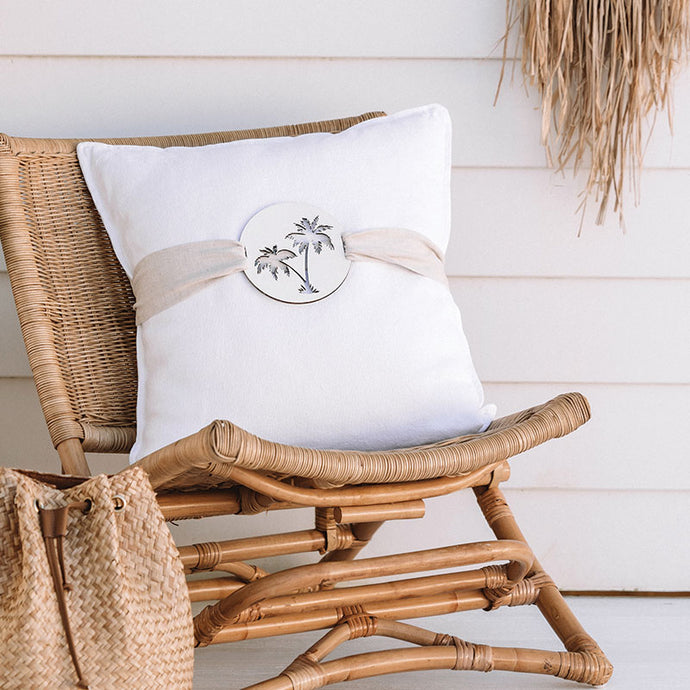 White and natural colour Palm tree cushions to compliment your tropical interior. 