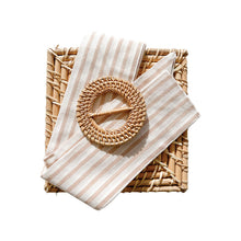 Load image into Gallery viewer, White and Pink sash with a Rattan Buckle cushion accessory for a classic or cottage style cushion
